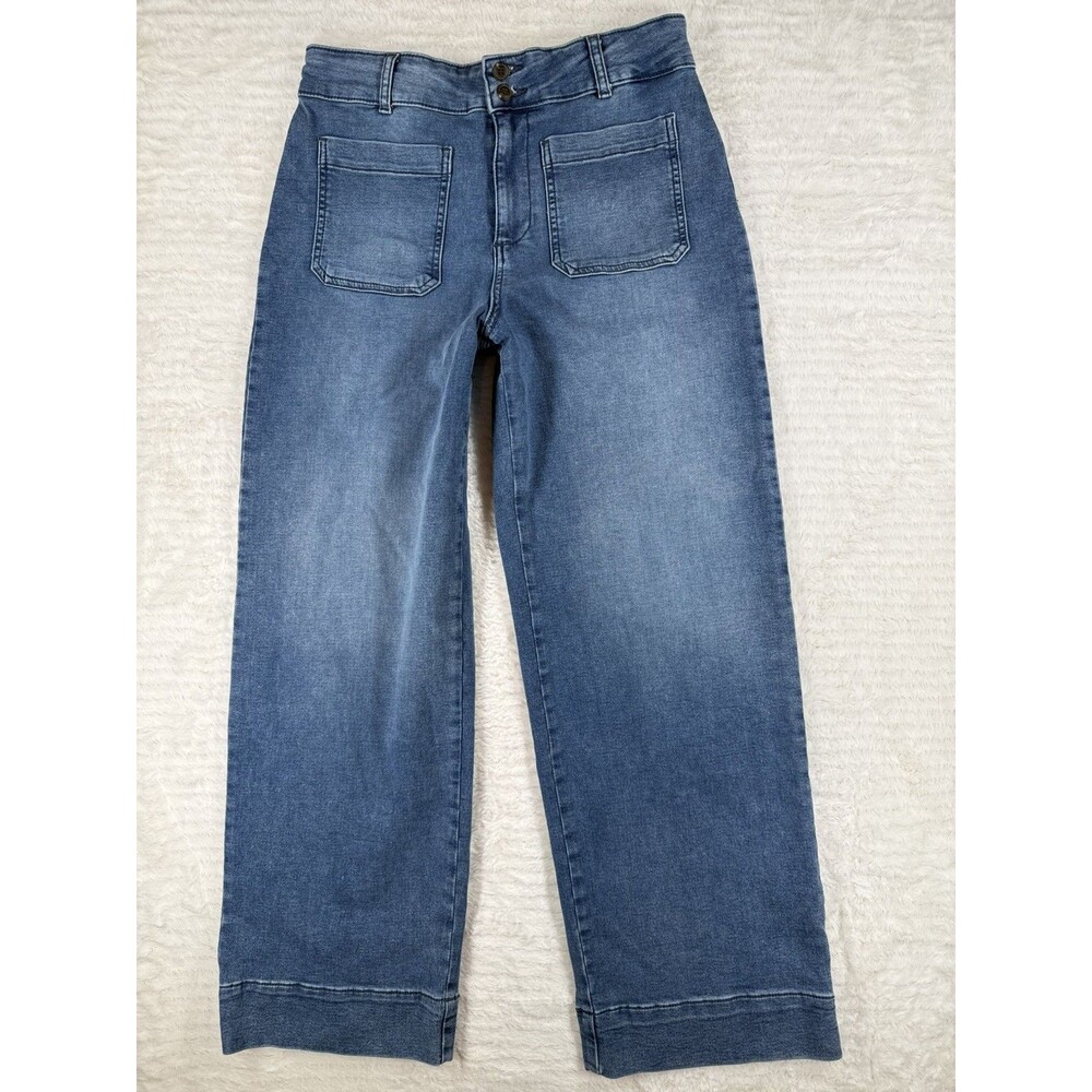 Bagatelle Jeans Women sz 8 Wide Leg Crop Denim Stretch High Rise Blue Boho